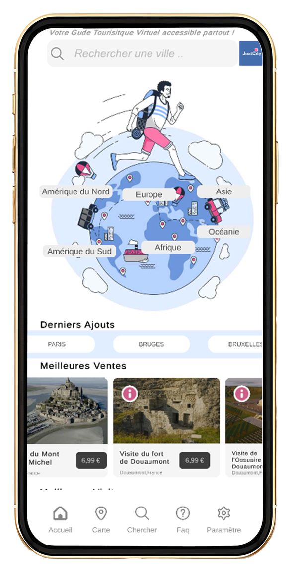 Just city application mobile guide virtuel AI