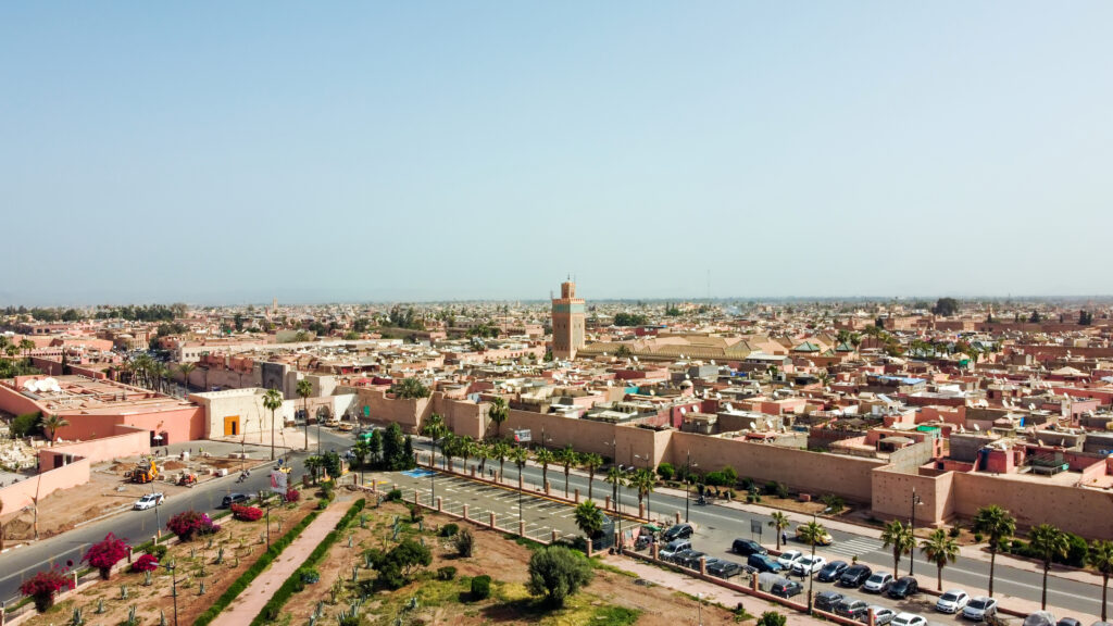 vue en drone de marrakech